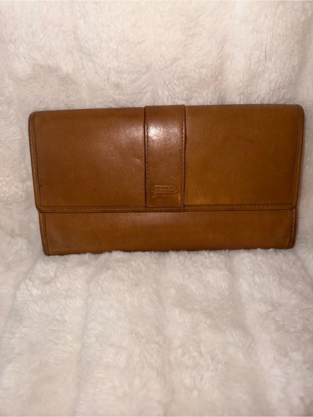Coach Cognac Leather Foldover Clutch